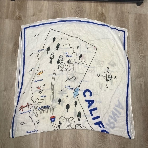 Old Navy California Map Wall Art Hanging Lightweight Decor Blue White State - Picture 2 of 9